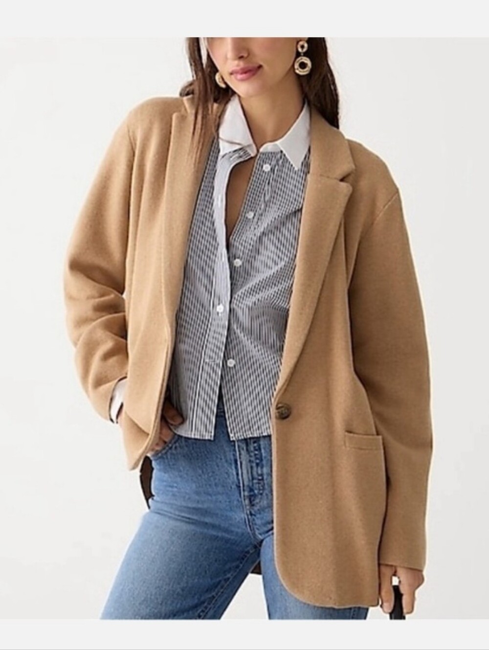 J. Crew Camel Wool Blend Boyfriend Blazer Cardigan